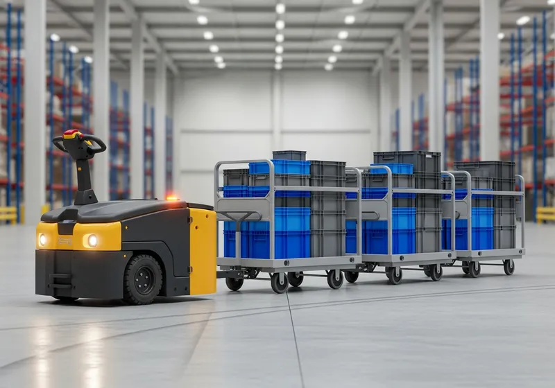 Pack Mule (Electric Towable) in a warehouse setting